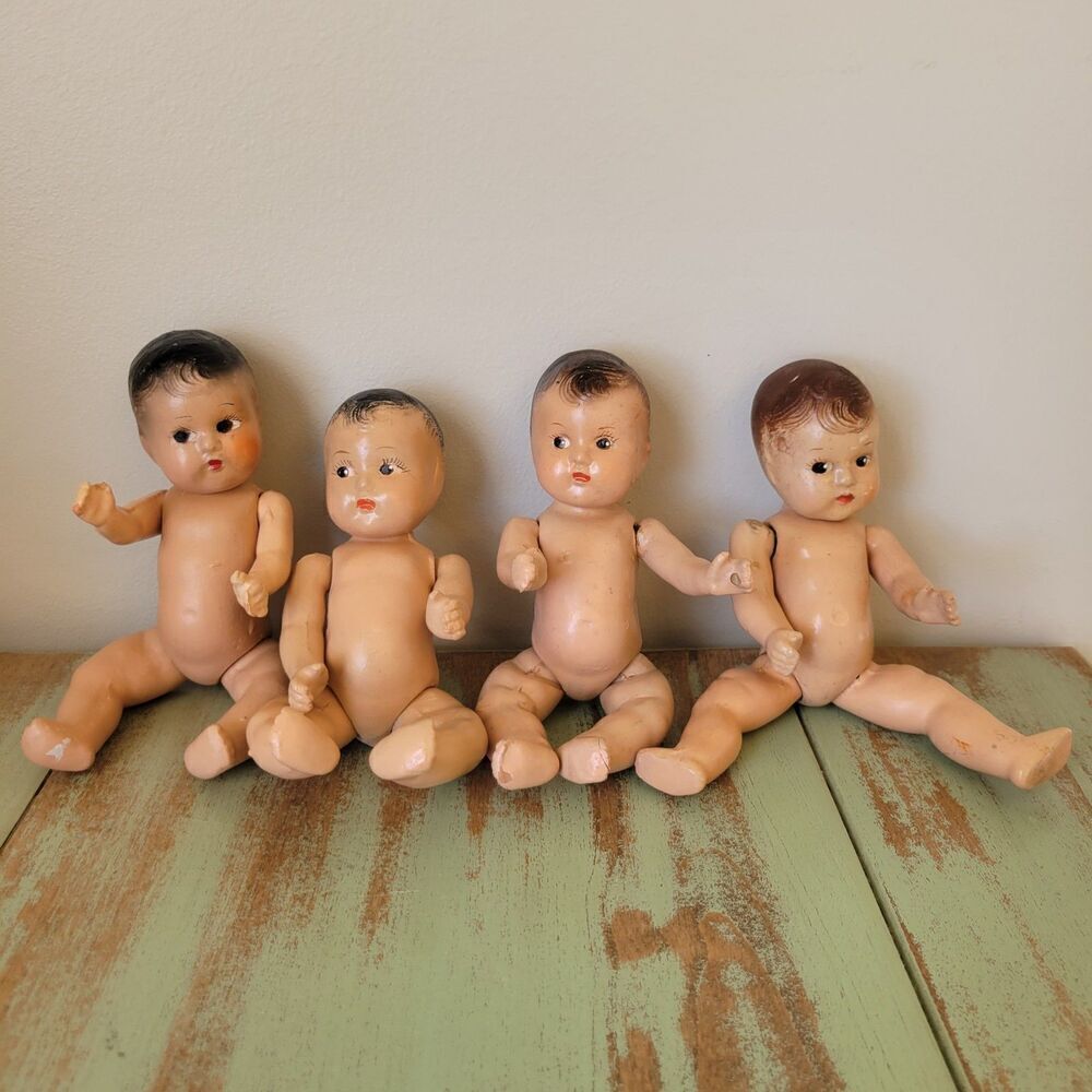 Vintage Crawling Baby Doll Quadruplets – Marked “Superior” & “Hollywood” –